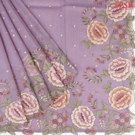 Lavender Tissue Embroidery Saree