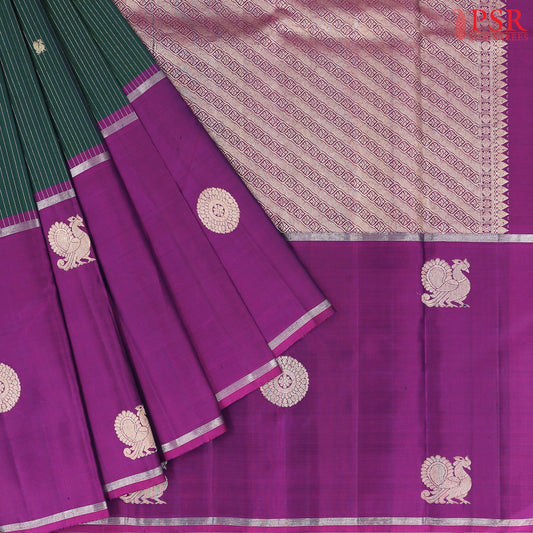 Bottle Green Kanchipuram Silk Saree
