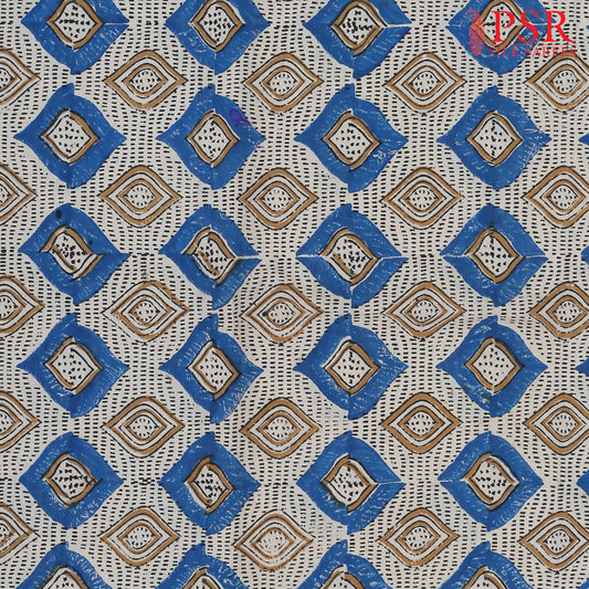 Cream Beige Ajrakh Print Running Material