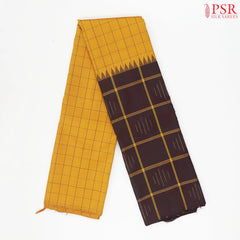 Amber Yellow & Brown Kanchipuram Silk Saree