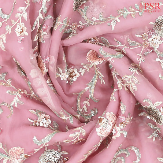 Light Pink Organza Laser Embroidery Saree