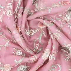 Light Pink Organza Laser Embroidery Saree