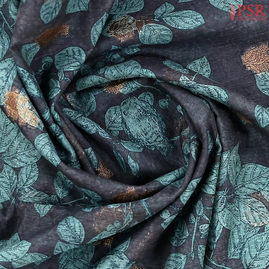 Charcoal Grey Bamboo Silk Sarees