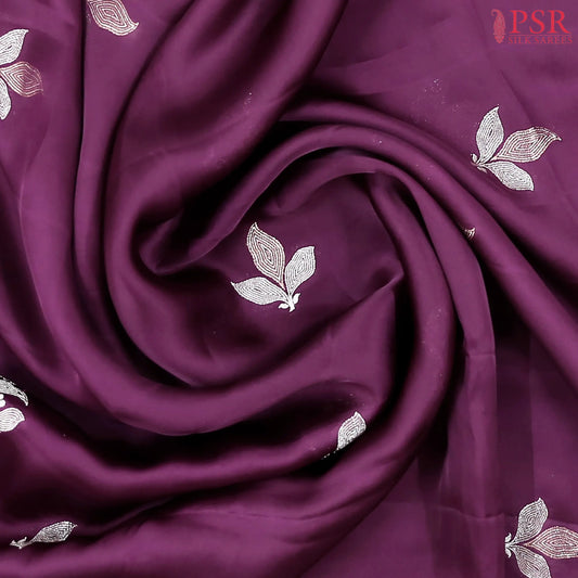 Burgundy Banarasi Habutai Satin Saree