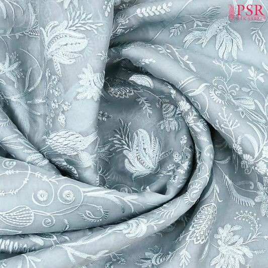 Sea Breeze Blue Organza Embroidery Saree