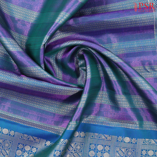Teal And Purple Kanchipuram Silk Saree