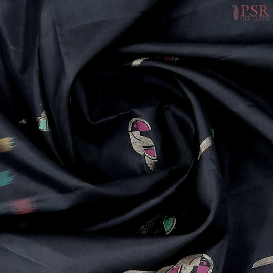 Black Pochampally Soft Silk Saree