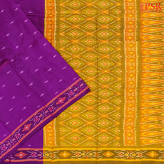 Golden Olive Patola Pochampally Silk Dress Material