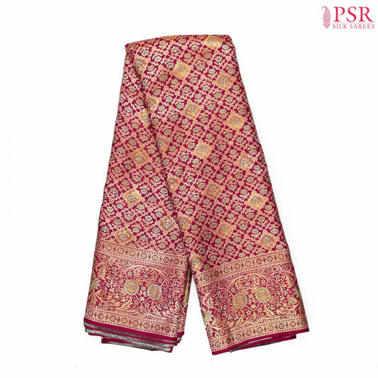 Dark Pink Kanchipuram Jacquard Silk Saree