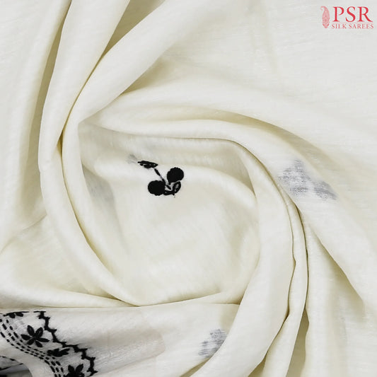 Off White Green Silk Saree