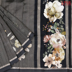 Shadow Black Printed Tissue Saree