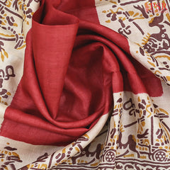 Red Tussar Silk Saree