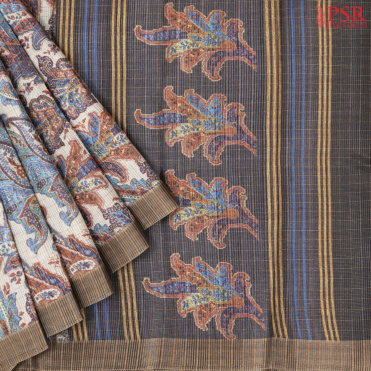 Grey & Blue Kota Saree