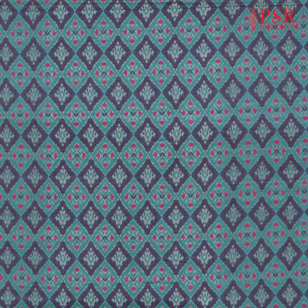Teal Semi Tassar Ikkat Print Running Material