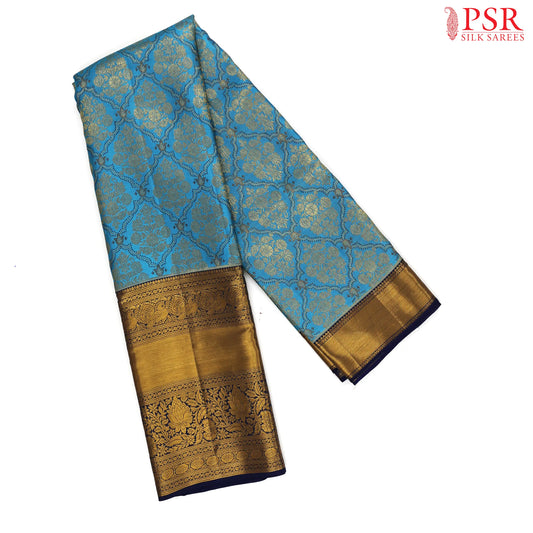 Cerulean Blue Kanchipuram Silk Saree