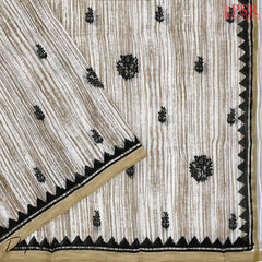 Beige & Black Chanderi Silk Cotton Dress Material