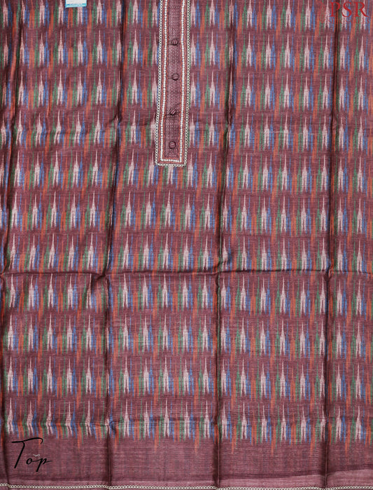 Burgundy Jute Dress Material