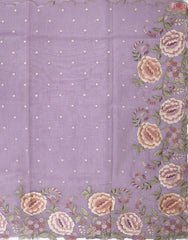 Lavender Tissue Embroidery Saree