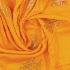 Orange Yellow Banarasi Habutai Satin Saree