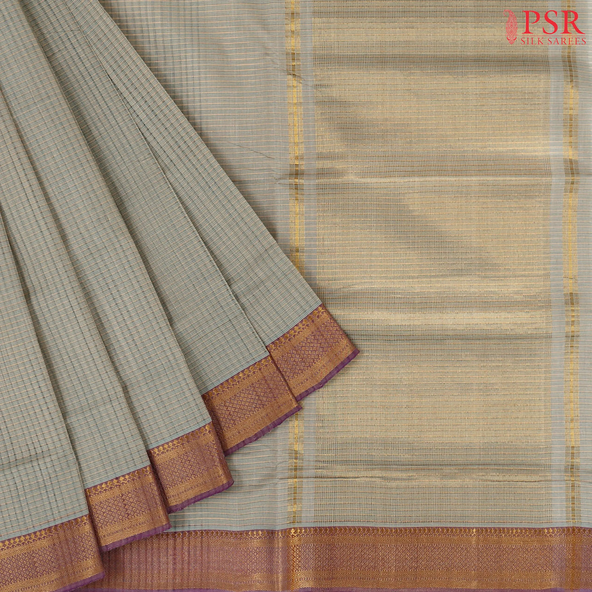 Light Grey Mangalagiri Cotton Saree