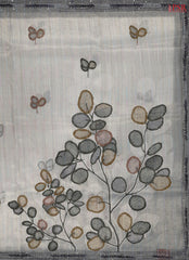 Grey Tissue Embroidery Saree