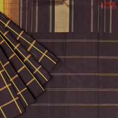 Amber Yellow & Brown Kanchipuram Silk Saree