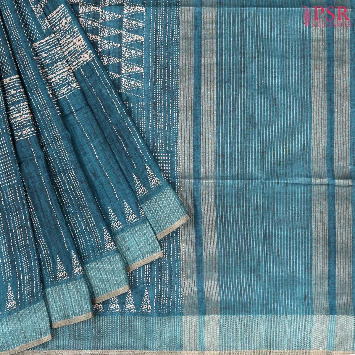 Crystal Teal Semi Tussar Saree