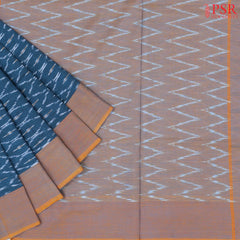 Peacock Blue Ikkat Cotton Saree