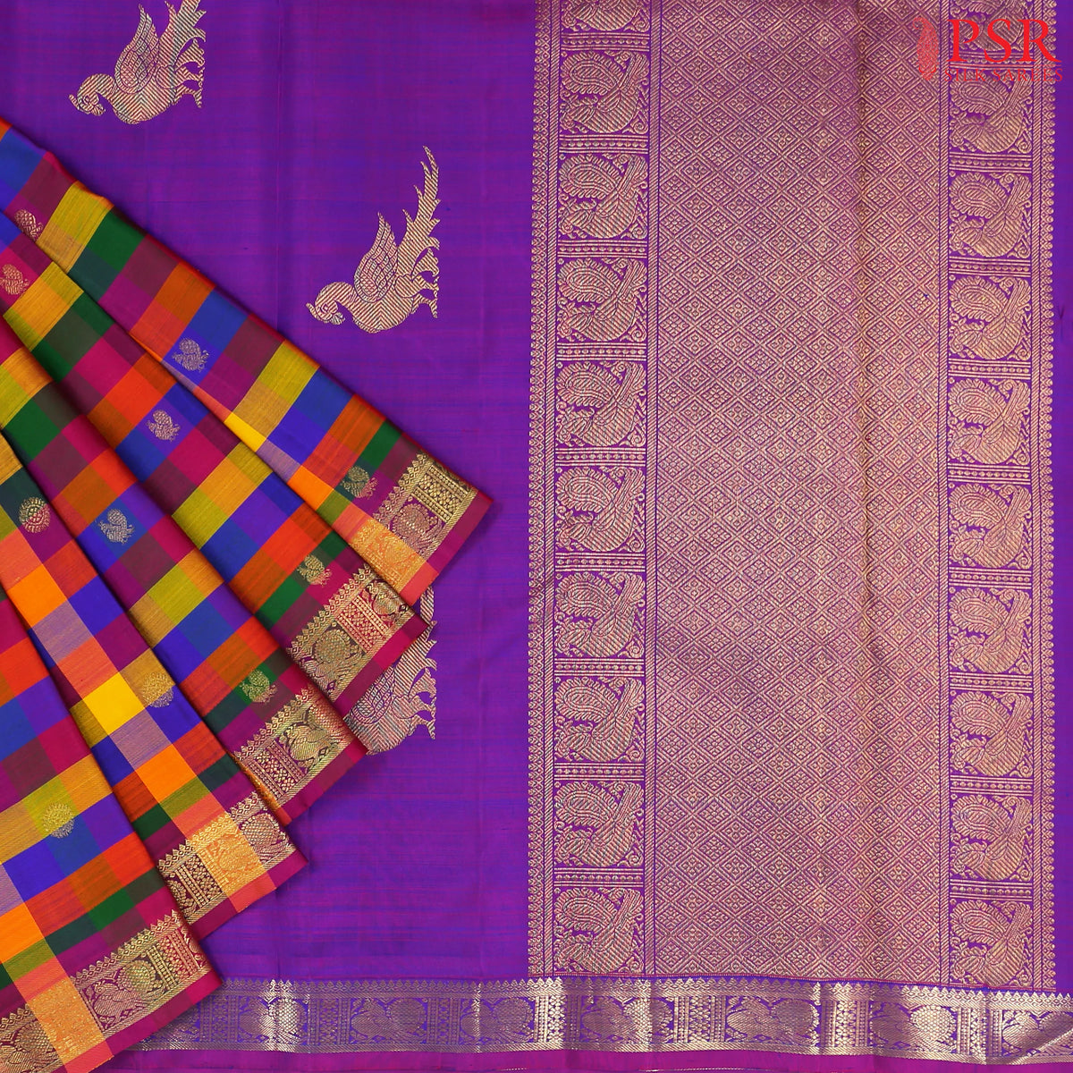 Multicolor Kanchipuram Silk Saree