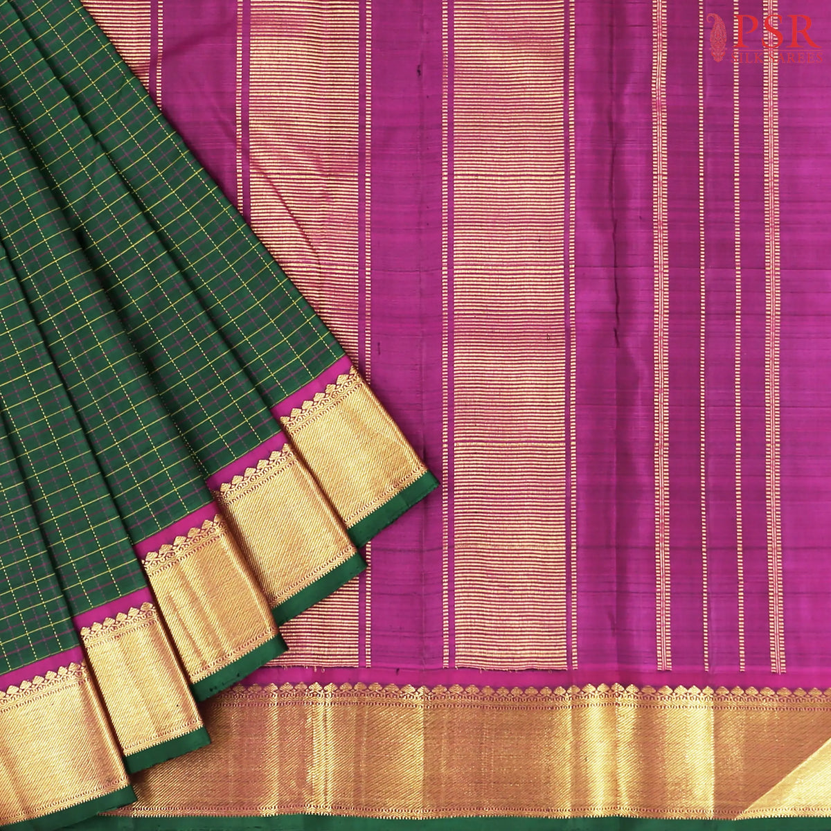 Dark Green Kanchipuram Silk Saree