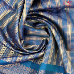 Dark Peacock Blue Kanchipuram Silk Saree