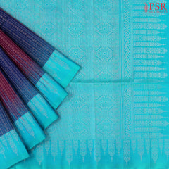 Dark Blue & Burgundy Soft Silk Saree