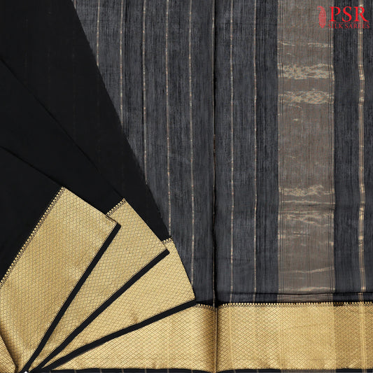 Black Maheshwari Silk Cotton Saree