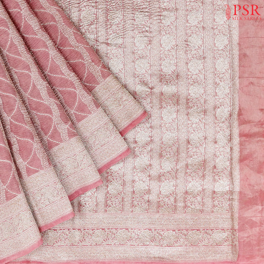Flamingo Pink Banaras Tissue Silk Saree