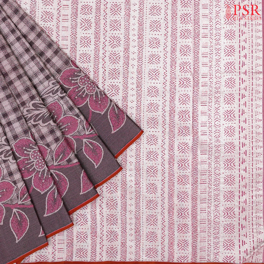 Light Mauve Kanchipuram Jacquard Silk Saree