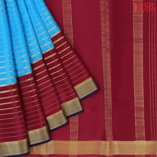 Vivid Sky Blue Mysore Silk Saree