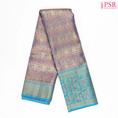 Lilac Lavender Kanchipuram Jacquard Tissue Silk Saree