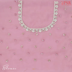 Light Pink Organza Laser Embroidery Saree