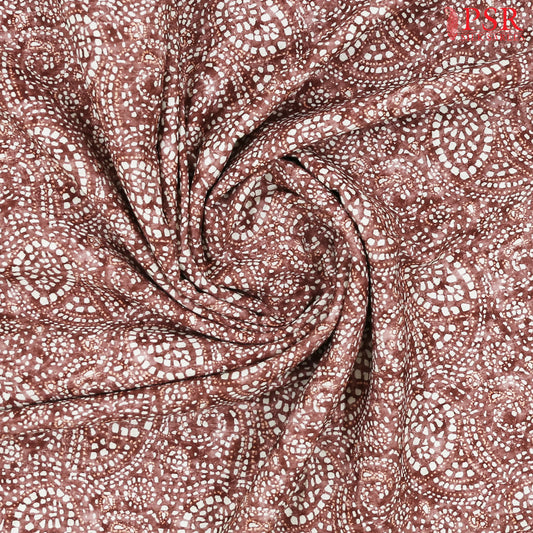 Mahogany Brown Linen Print Running Material