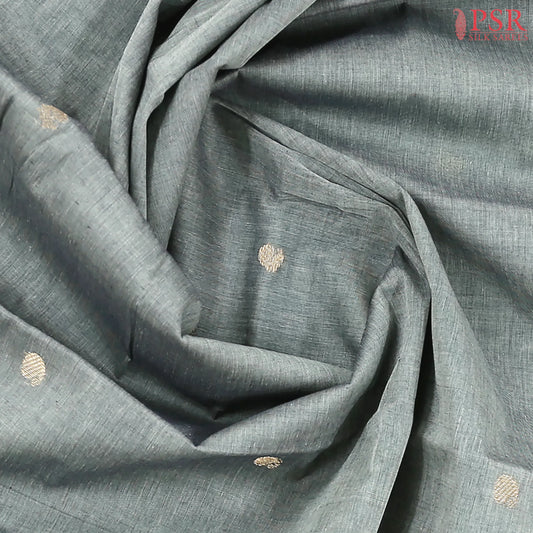 Teal Grey Kalakshetra Kovai Cotton Saree