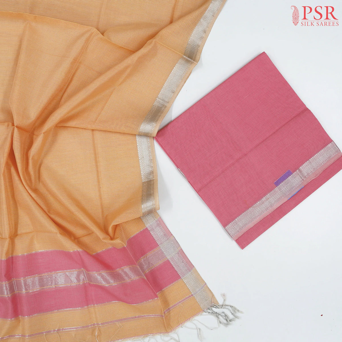 Brink Pink Mangalagiri Silk Cotton Dress Material