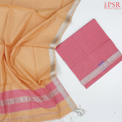 Brink Pink Mangalagiri Silk Cotton Dress Material