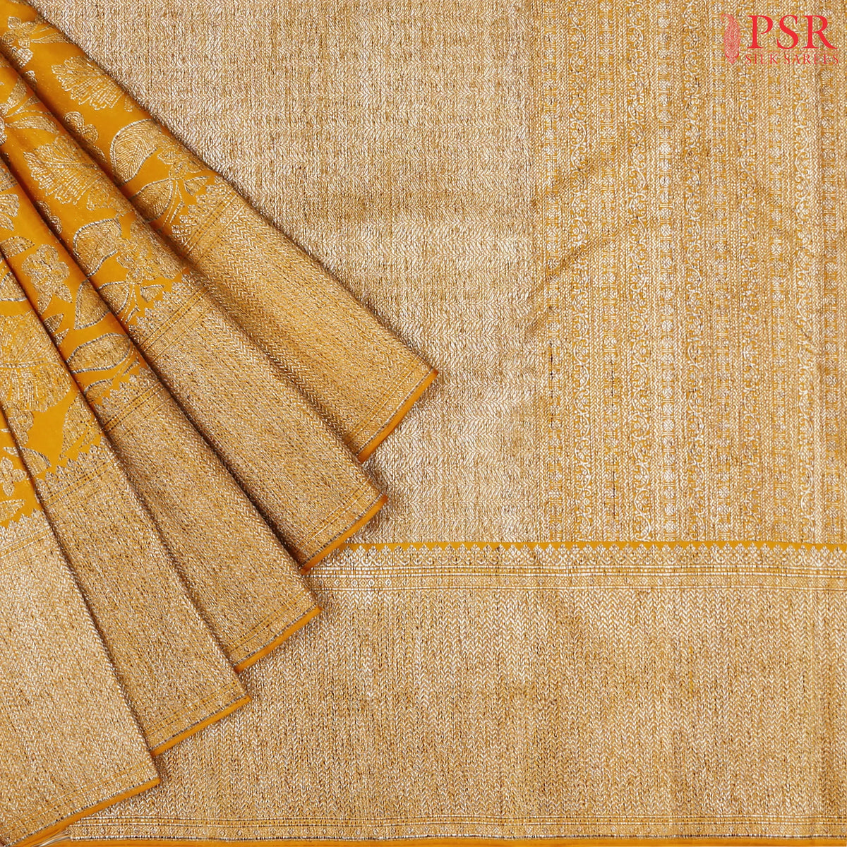 Turmeric Yellow Kanchipuram Jacquard Silk Saree