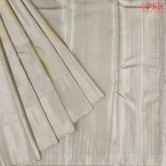 Silver Beige Kanchipuram Silk Saree