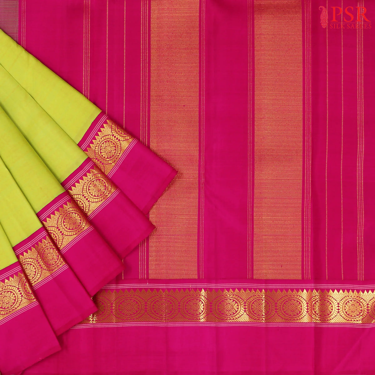 Chartreuse Green Kanchipuram Silk Saree