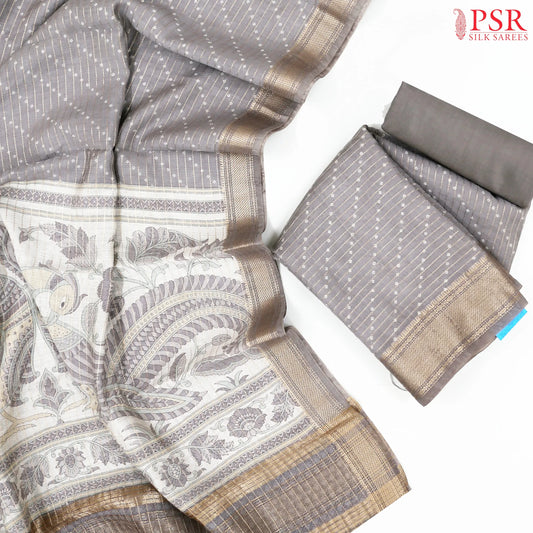 Cool Grey Assam Silk Dress Material