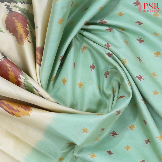 Mint Green Pochampally Patola Silk Saree