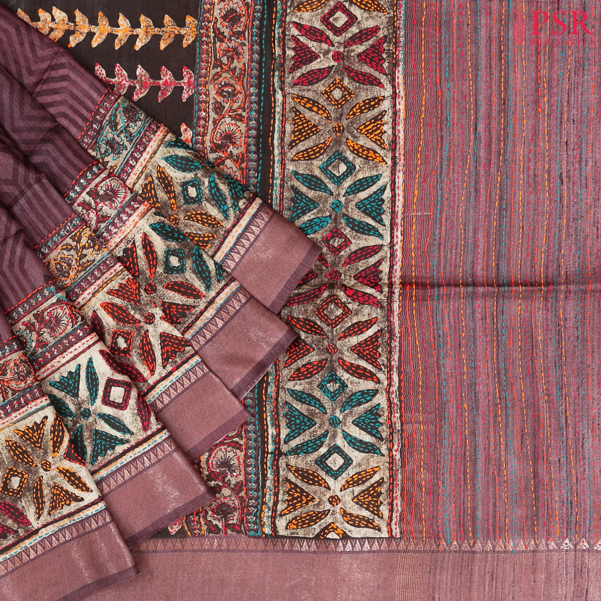 Syrup Brown Kadhi Tussar Silk Saree