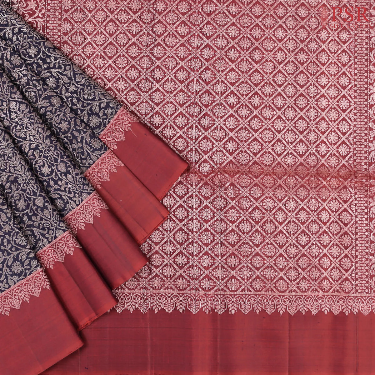 Blackish Blue Soft Silk Saree