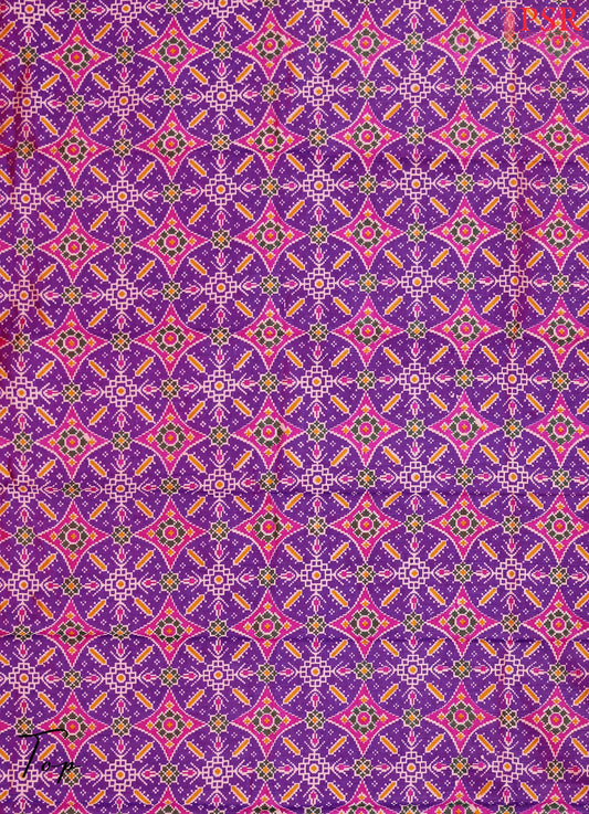 Violet Soft Patola Silk Cotton Dress Material